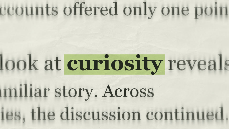 Text match cut frame 1: curiosity remains aligned while the print changes