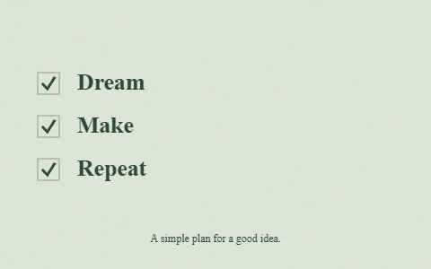 Dream Make Repeat in an animated paper checklist