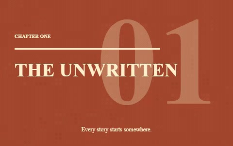 THE UNWRITTEN on a rust-coloured chapter title card