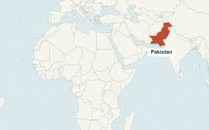 Pakistan highlighted on a country map