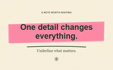 A pink marker highlights One detail changes everything