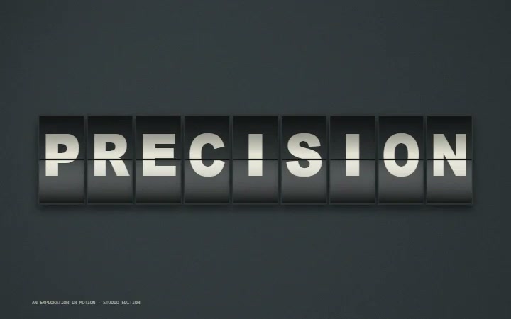 The word PRECISION on a mechanical split-flap display