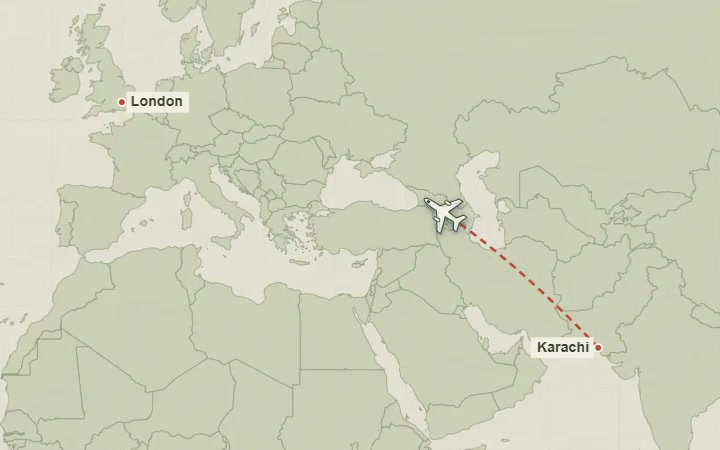A paper flight animation on a map