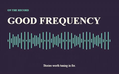 GOOD FREQUENCY above a decorative animated waveform
