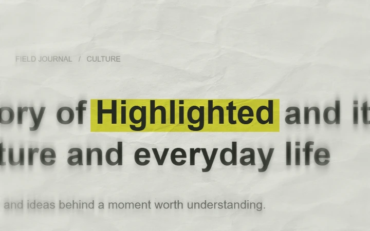 A highlighted keyword held in place within a printed newspaper-style page